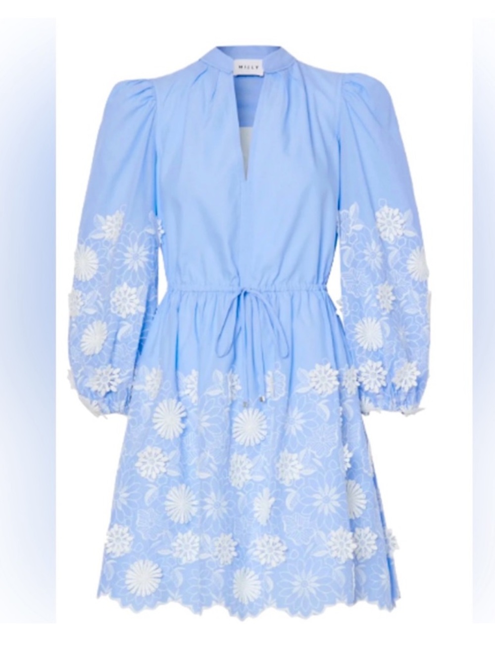 MILLY Elise 3D Cotton Embroidered Dress Size 8 - Picture 2 of 11